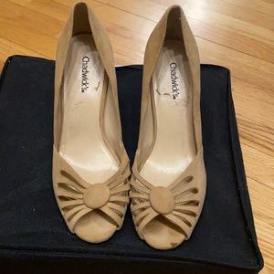 Cream Peep-Toe strappy stiletto